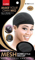 Qfitt Stretch Mesh Dome Style X-Large Wig Cap #5021 Black