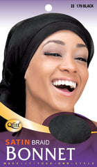 Qfitt Satin Braid Bonnet #178 Black