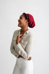 Grace Eleyae Adjustable Slap | Satin-Lined Cap - Wine Red