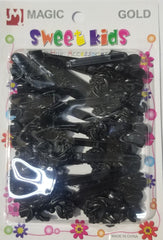 Sweet Kids Hair Barrettes - Basket Of Flowers Black #5106BK