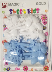 Sweet Kids Hair Barrettes - Butterflies Blue & White #5129WLB