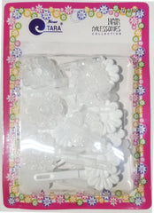 Tara Hair Barrettes - Flowers White & Clear #ZQ72659