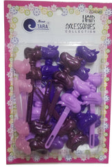 Tara Hair Barrettes - Ribbon Purple Tone Mix #ZQ9048