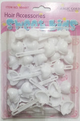 Sweet Kids Hair Barrettes - Ribbon #3 White #BRT2011