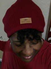 Grace Eleyae Warm Fold Over Slap | Satin-Lined Cap - Wine Red
