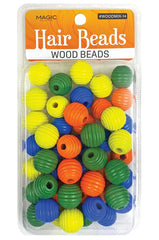 Magic Collection Hair Beads Wood Beads - Round Spiral #WOODMIX14