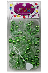 Beauty Collection Round Medium Hair Beads Jumbo Pack - Metallic Green & Clear /Glitter #METGRE
