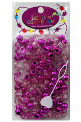 Beauty Collection Round Medium Hair Beads Jumbo Pack - Metallic Pink & Clear /Glitter #METPIN