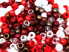 Tara Hair Beads - Red, Brown & White Mix #72676