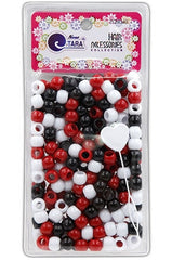 Tara Hair Beads - Red, Black & White Jumbo Pack Mix #9040