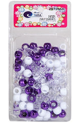 Tara Large Hair Beads - Purple, White & Clear Jumbo Pack #72866