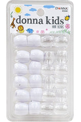 Donna Kids Hair Beads - Clear & White #5544