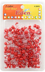 Eden 2 Colour Medium Hair Beads Jumbo Pack - Clear & Red #2BR9-CRED