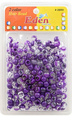 Eden 2 Colour Medium Hair Beads Jumbo Pack - Clear & Purple #2BR9-CPUR