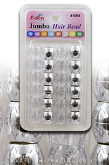 Eden Jumbo Hair Beads - Silver & Clear w/Glitter #BR6MSG