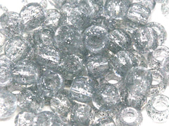 Tara Large Hair Beads - Clear w/ Silver Glitter Jumbo Pack #9336