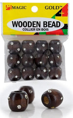 144 Wooden Beads w/Stone - Dark Brown #BDS99501