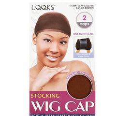 LQQKS 2 caps brown stocking wig cap, 6CAP-L3503BR image 0