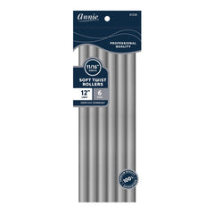 Annie 11/16"x12" Soft Twist Rollers 6pcs - Grey #1258