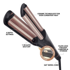 Hot & Hotter 4-in-1 Adjustable Multi-Waver Black & Rose Gold #5996