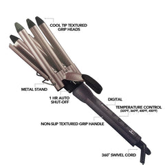 Hot & Hotter Digital Ceramic 5 Barrel Waver 3/4" Grey & Rose Gold #5998