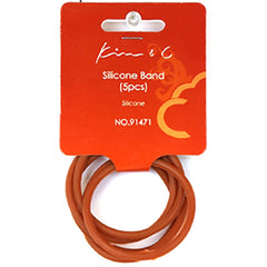Silicone Hair Band Ponytailer 5pcs - Brown