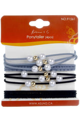 4pcs Fashion Hair Ponytailer - Black & Gray #91561