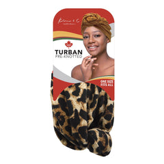 Premium Animal Pattern Pre-Knotted Turban - Brown #92812