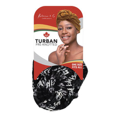 Premium Modern Stitch Pattern Pre-Knotted Turban - Gray & Black #92822