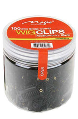 Magic Collection 100 Snap Comb Wig Clips Medium 1 1/4"- Black