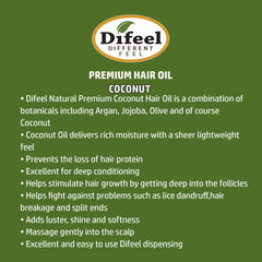 Difeel Premium Natural Hair Oil - Coconut Oil 2.5oz