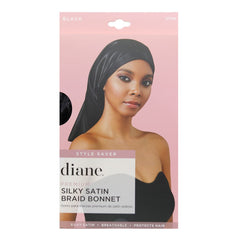 Diane Premium Silky Satin Braid Bonnet - Black
