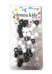 Donna Kids Hair Beads - Black, White & Clear #5611