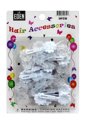 Eden Hair Barrettes - Mini Flower Clear & White #MFCW
