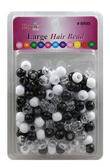 Eden Large Hair Beads Jumbo Pack - Black, White & Clear #BR89M3