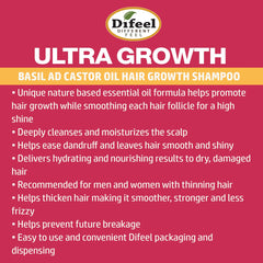 Difeel Ultra Growth Basil & Castor Oil Pro-Growth Shampoo 12oz