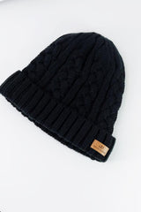 Grace Eleyae Warm Fold Over Slap | Satin-Lined Cap - Black