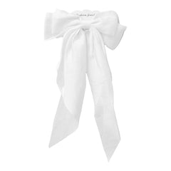 Long Tail Satin Hair Bow - White