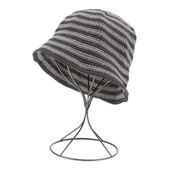 Handmade Fashion Striped Bucket Hat - Dark Gray