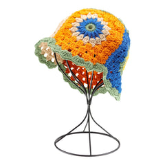 Handmade Knitted Style Fashion Bucket Hat - Orange