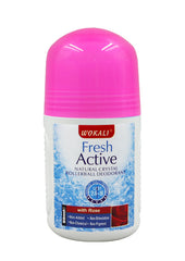 Wokali Fresh Active Natural Crystal Rollerball Deodorant - Rose