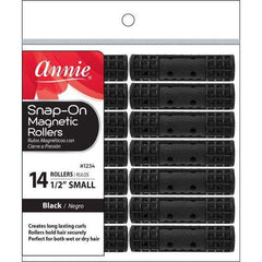 Annie Snap On Magnetic Rollers 1/2" Small Black #1234