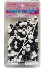 Sweet Kids Hair Beads - Black & White #1608