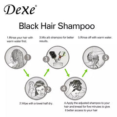 Dexe Black Hair Shampoo w/Comb