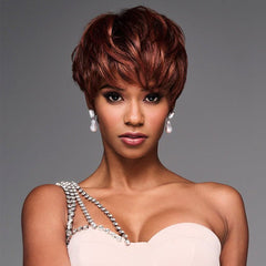 Woman wearing Jada Wig in Cherry Cola - View from the front