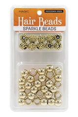Magic Collection Hair Beads Sparke Beads - Gold #WOODMIX-15GOL