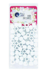 Tara Large Hair Beads - White #7911