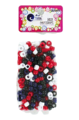 Tara Hair Beads - Red, Black, White & Blue Mix #72678