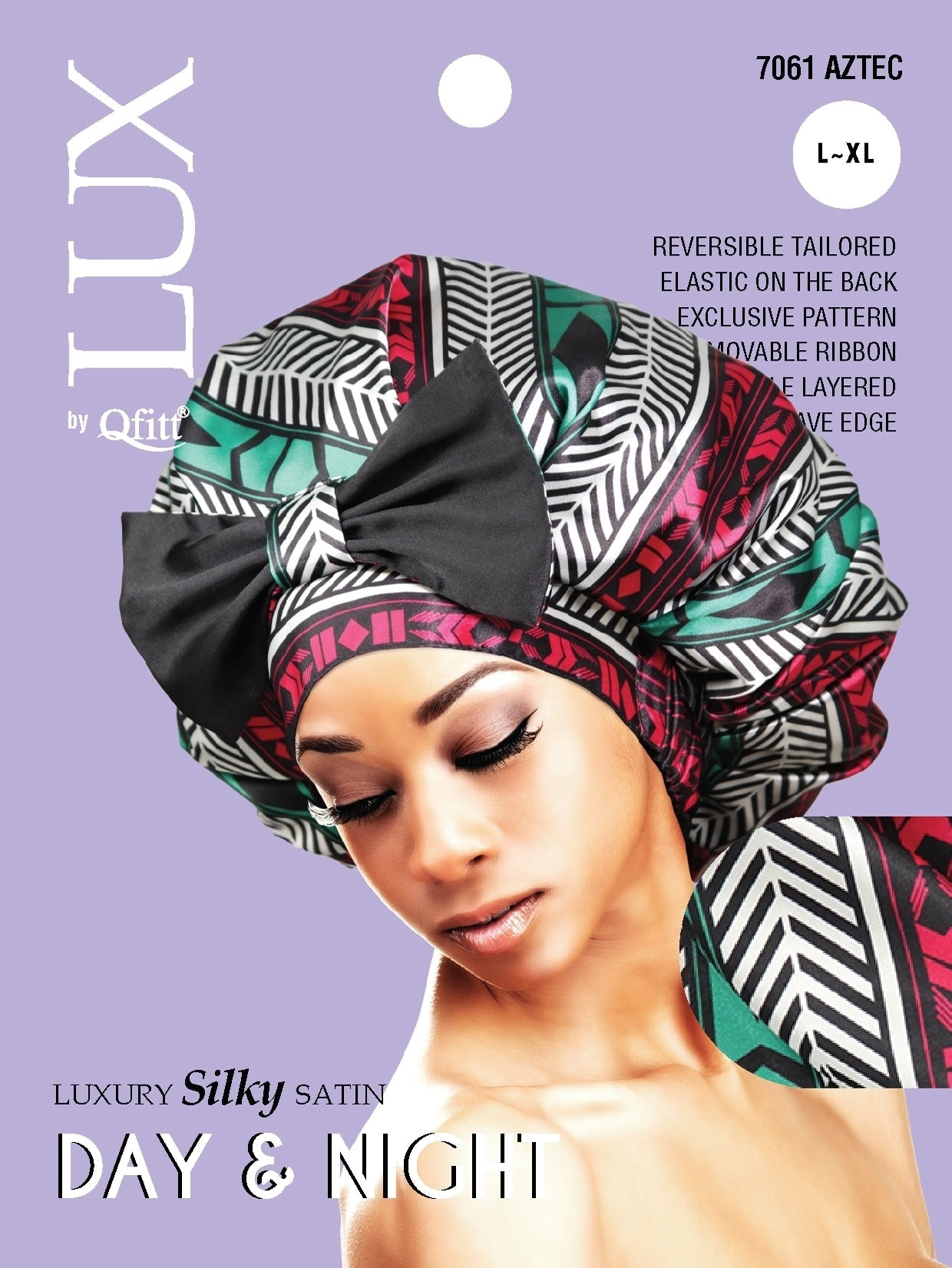Qfitt LUX Luxury Silky X-Large Day & Night Bonnet #7061 Aztec