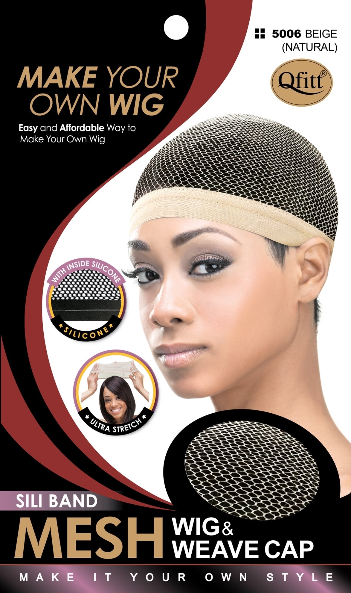 Qfitt Silicone Band Mesh Wig & Weave Cap # 5006 Beige